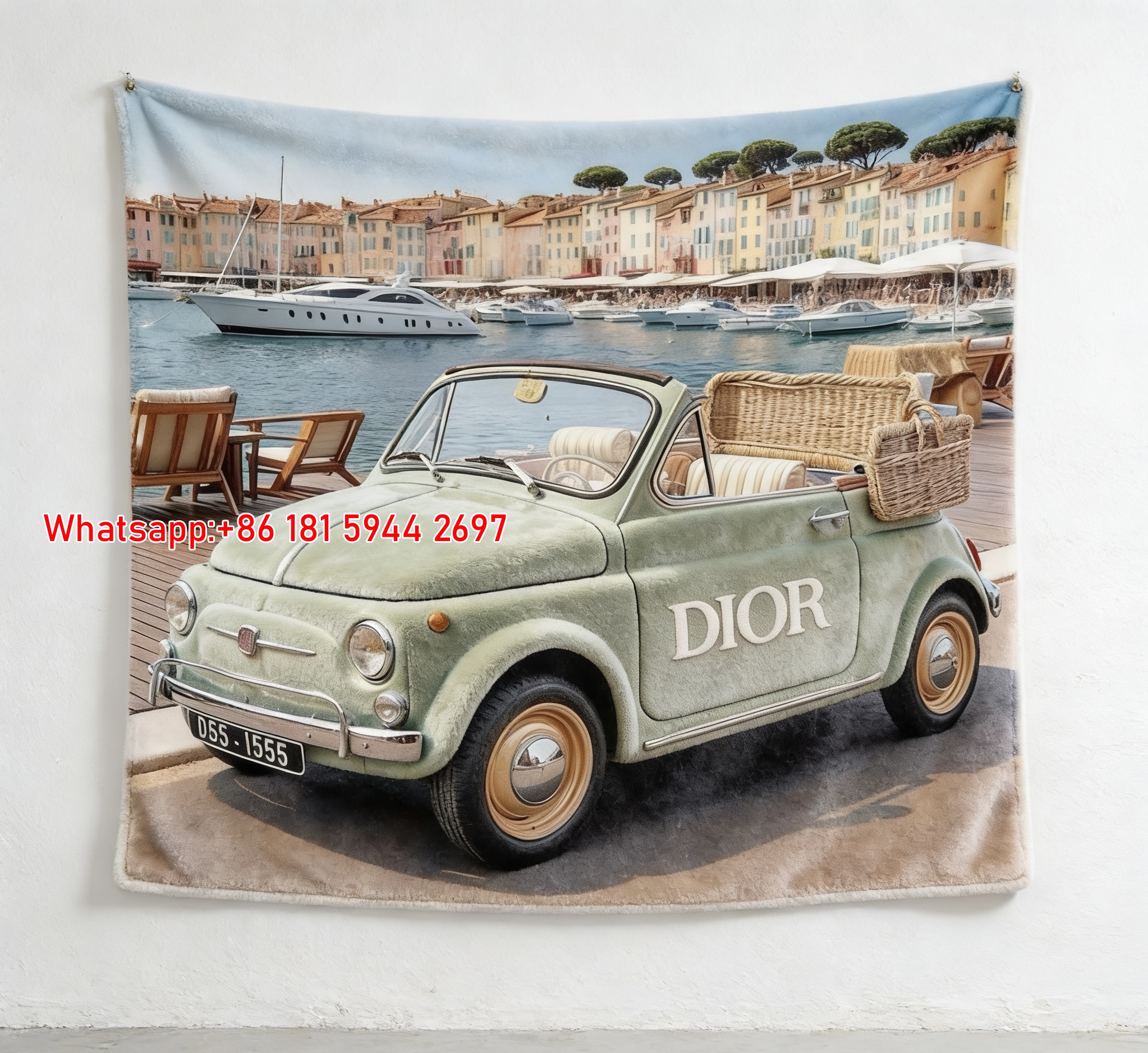 Dior Vintage Car Coastal Flannel Sofa Throw Blanket D364